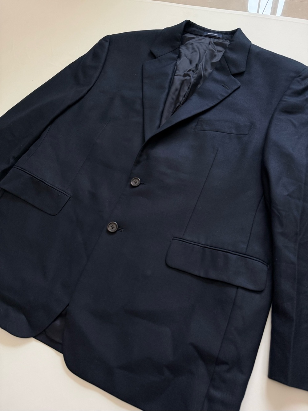 Ralph Lauren Navy Solid Silk Wool Blazer Two-Button Notch Single-Breasted 42S